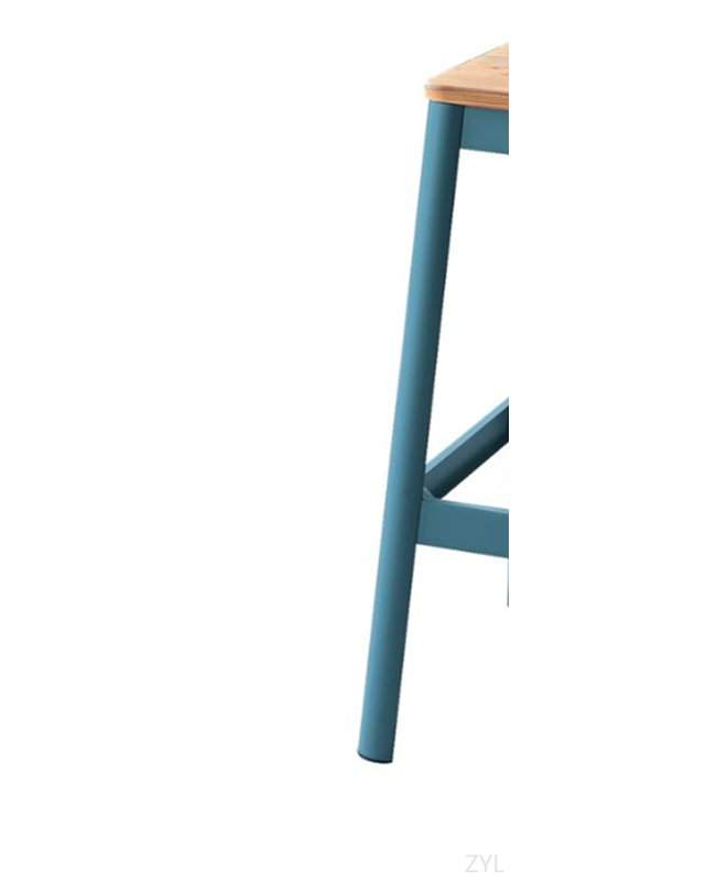 Natural & Teal Finish Bar Stool