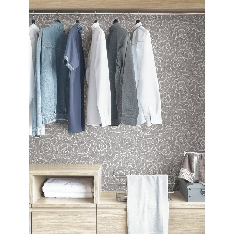 Papier peint adhésif L 18 pi x l 20,5 po Lilburn, Gris