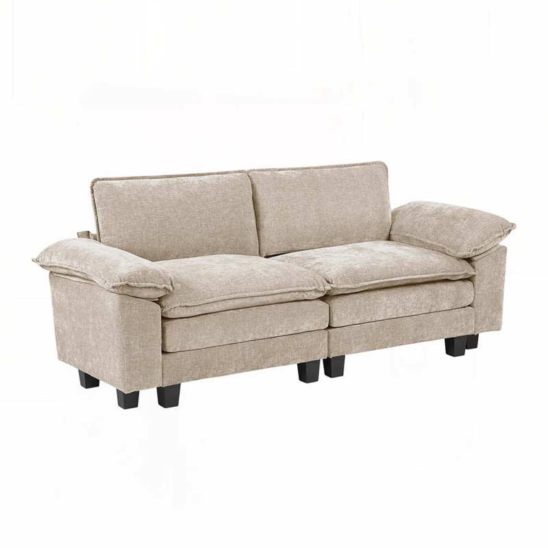 Causeuse en tissu d'ameublement en chenille, Taupe