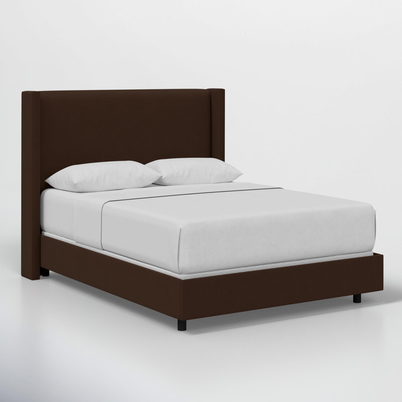 Hanson Upholstered Wingback Bed, Queen, Classic Chocolate Linen