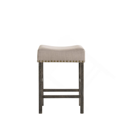 Tabouret à hauteur de comptoir Martha II en lin brun clair et gris vieilli (ensemble de 2)