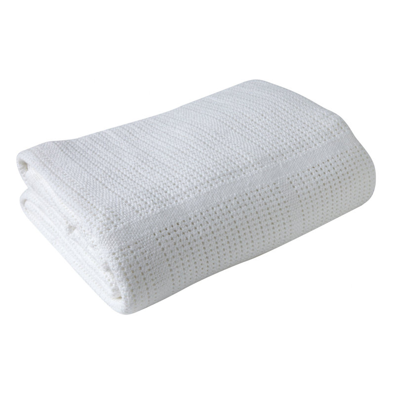 Soft Cotton Cellular Cot Blanket, White
