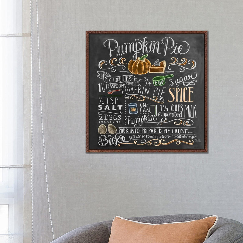 Pumpkin Pie Recipe - Print on Canvas, 66.04cm H x 66.04cm W x 3.81cm D, Classic Brown Wood Floater Framed