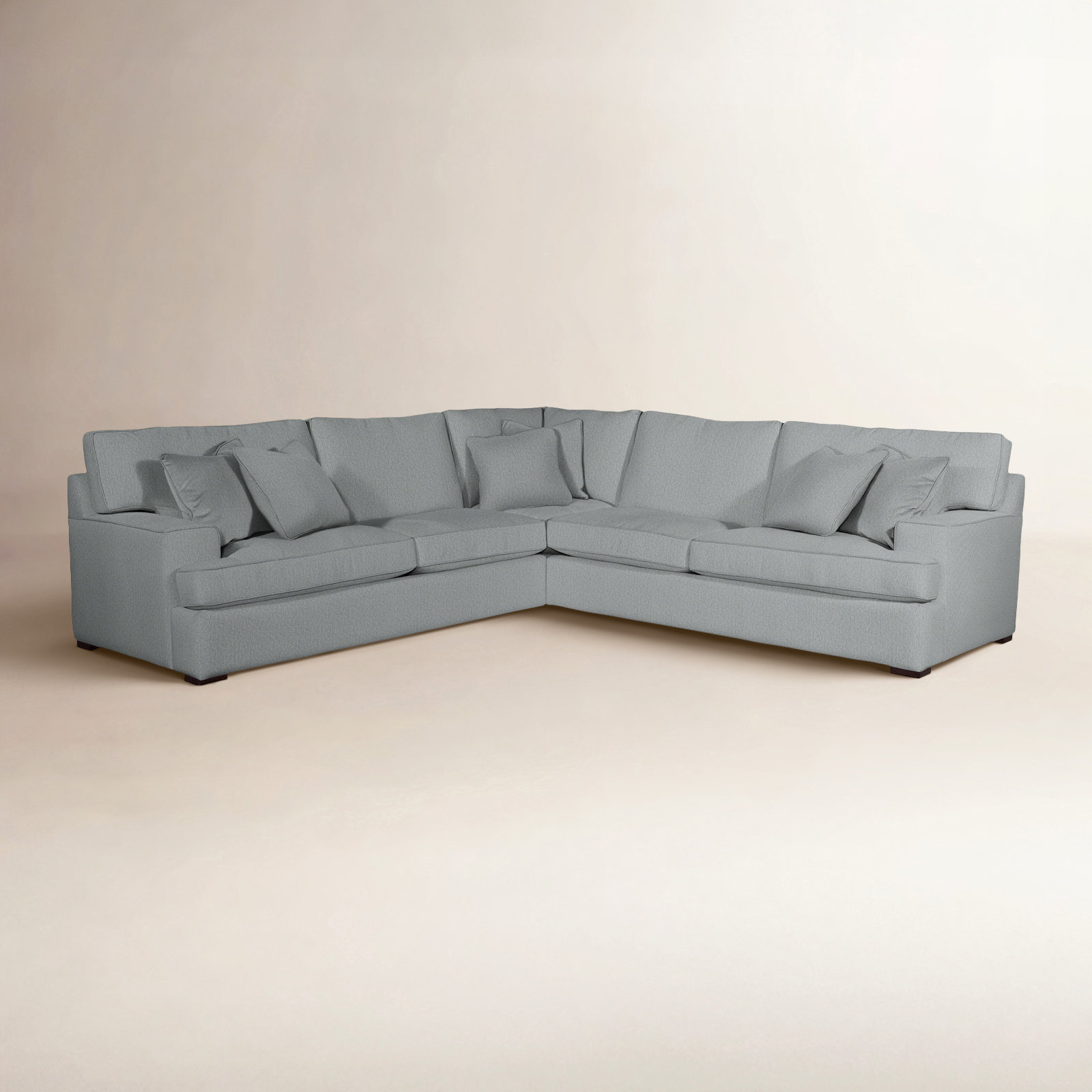 Sadie L-Sectional, Light Blue Performance Fabric; 0851-55, Java Finish