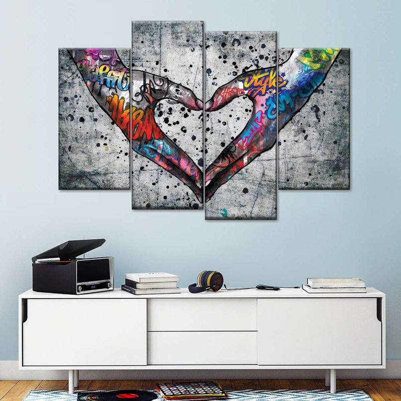 Impression sur toile Urban Love Heart, H 22 po x l 36 po x P 1 po