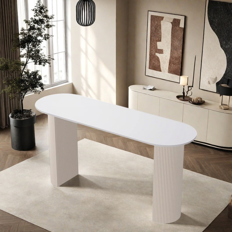 Table de bar simple de qualité supérieure, Blanc, H 41,3 po x L 55,1 po x l 15,7 po, Blanc
