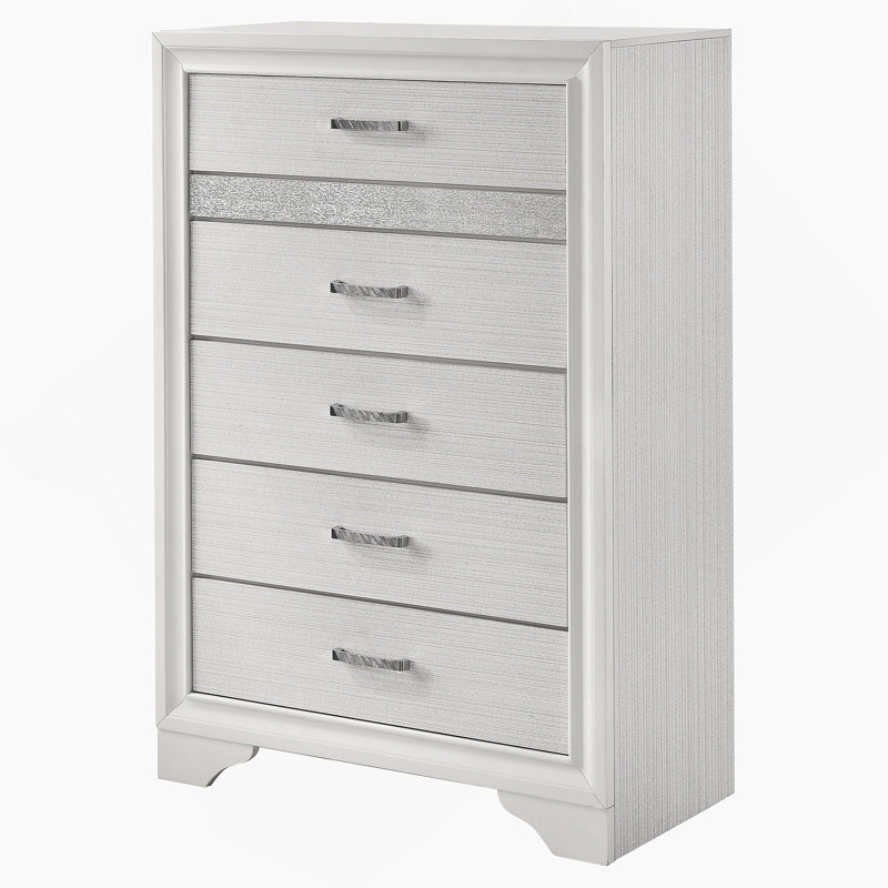 Commode de chambre blanche à 6 tiroirs, Blanc
