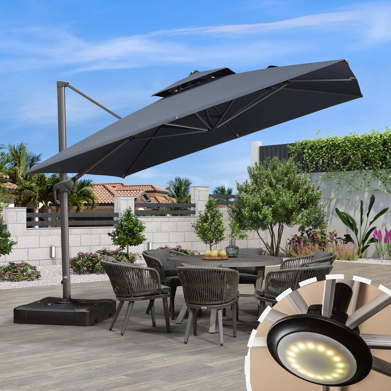 Parasol en porte-à-faux 11 pi, Gris foncé