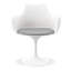 Chaise de salle à manger rembourrée blanche en similicuir-33403270-42341556