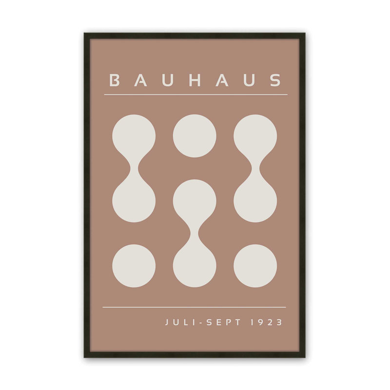 Imprimé brun Bauhaus Flow II, H 17 po x l 13 po x P 1,25 po, Reproduction encadrée sans passe-partout, Noir satiné