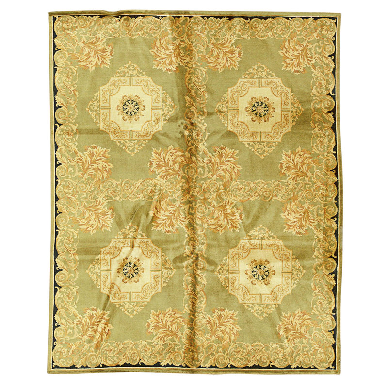 Tapis vert noué à la main de haute qualité