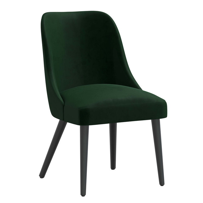 Lozelle Solid Wood Chair, Black Wood, Performance Velvet Emerald