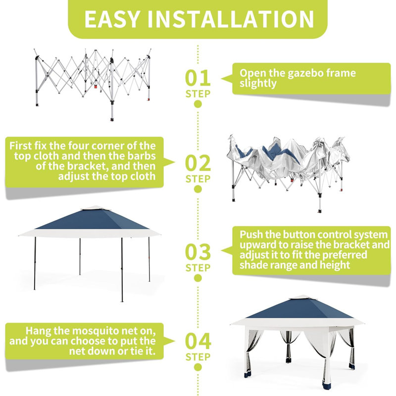 13x13ft Outdoor Patio Gazebo, Blue