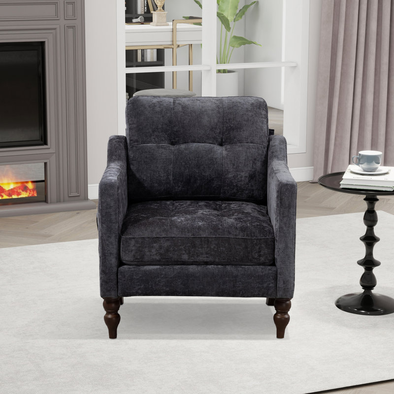 Fauteuil d'appoint capitonné l 31,5 po avec port USB, Gris foncé