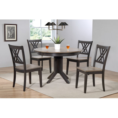 Alisha 5 - Piece Extendable Rubberwood Solid Wood Dining Set