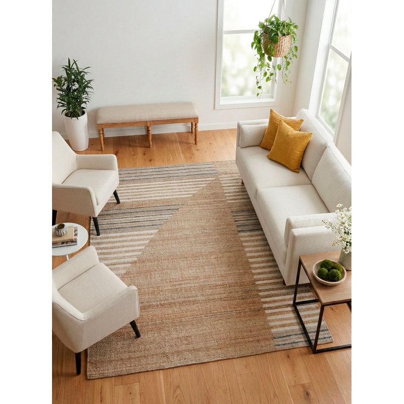 Aquila Geometric Area Rug in Ivory Natural, Rectangle 8' x 10'