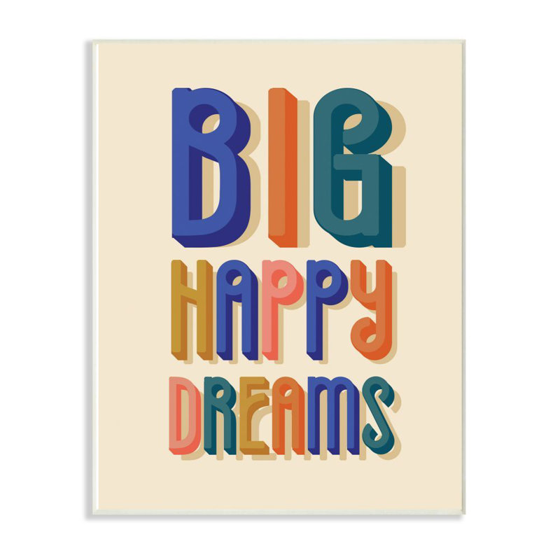Art sur toile Shanley Big Happy Dreams, H 15 po x l 10 po, Plaque murale