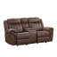 Causeuse Arisa, similicuir brun, console de rangement et porte-gobelets, 79 po