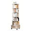 Bibliothèque blanc chaud 6 niveaux 360 ° avec roulettes, tiroir et déflecteur, espace, pour chambre à coucher, salon, bureau - grande base de rangement stable-125546766