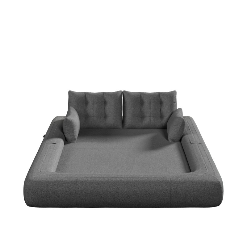 Enchanted Home 78.7" W x 43.3" D x 23" H Convertible Teddy Fabric 3-in-1 Foldable Sofa Bed