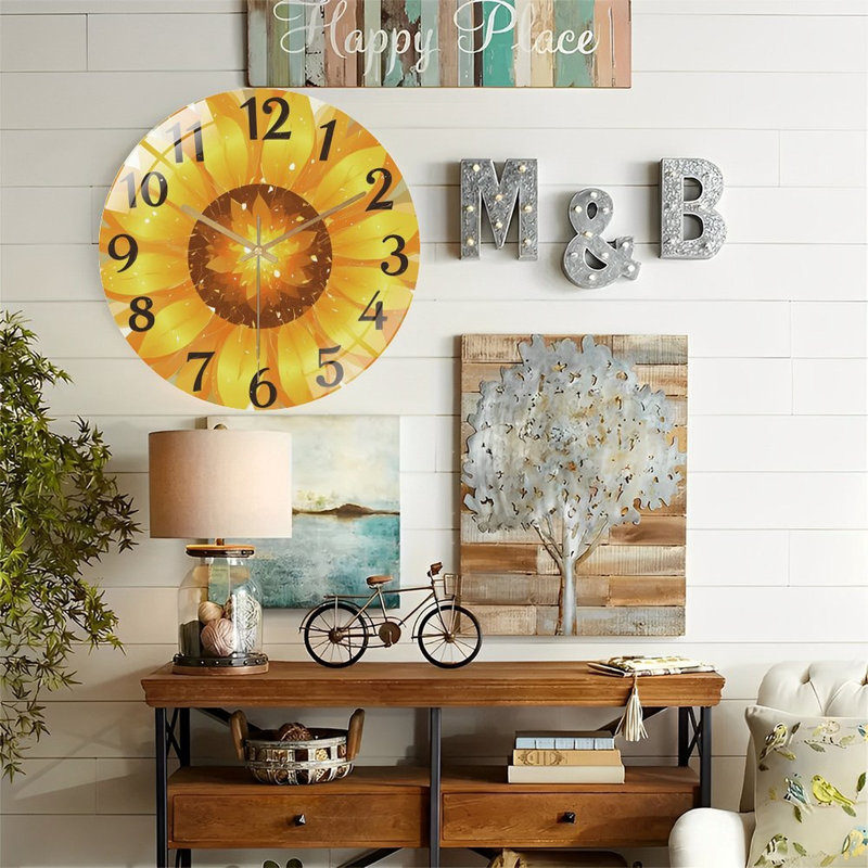 Horloge murale tournesol