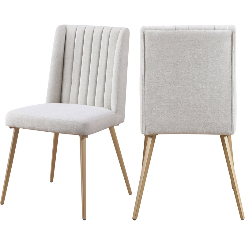 Dickinson 19.5'' H Linen Upholstered Side Chair, Cream Linen Textured Fabric