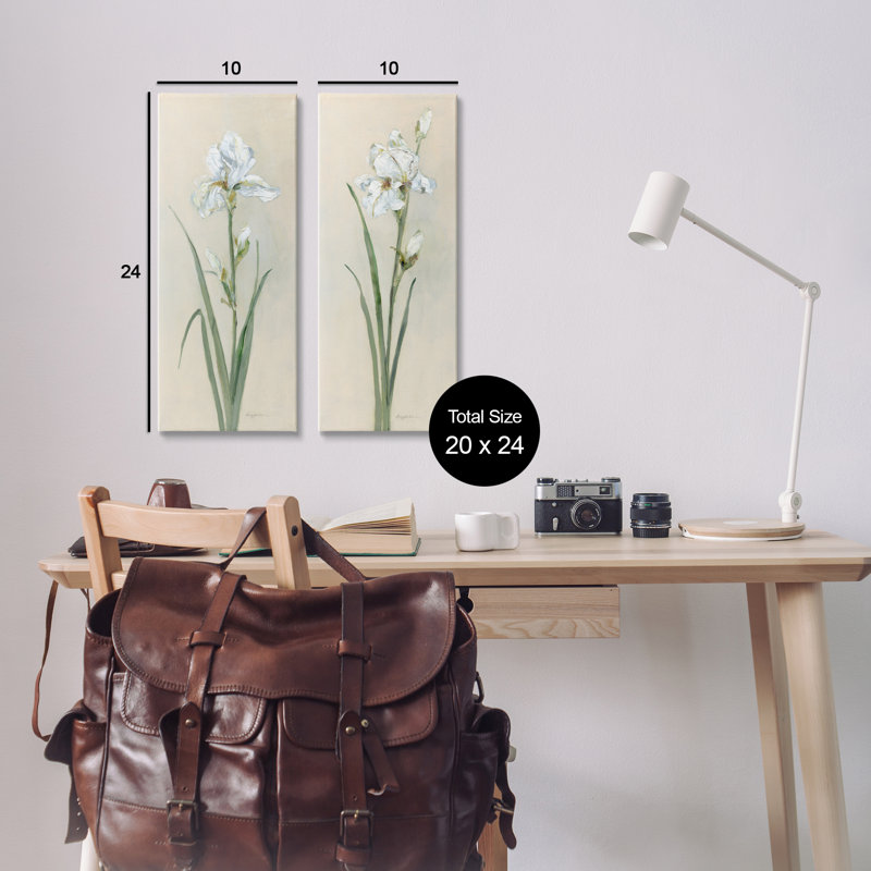 Ensemble d'art mural sur toile 2 pièces Irises Traditional par Sally Swatland, H 24 po x l 10 po