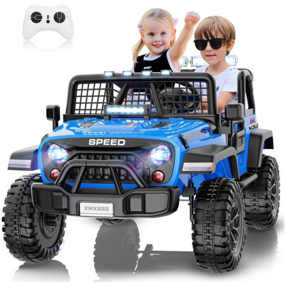 Alex 24V 2 Seater Ride On Car - Kids XL Electric Car With 20" Wide Seat, Remote Control, LED Lights, Spring Suspension, Bluetooth, Music, Battery Powered Ride On Toys
