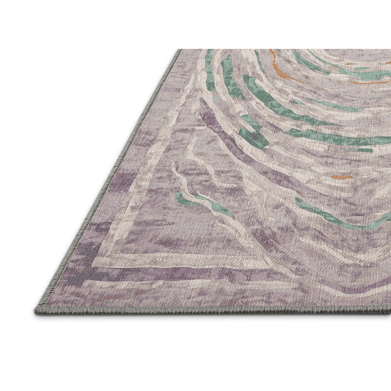 Machine Washable Gray Area Rug, Rectangle 7' x 9'
