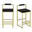 Tabourets de bar modernes en velours noir et or à hauteur de comptoir, bas, de 2, et confortables-227104404-227104405