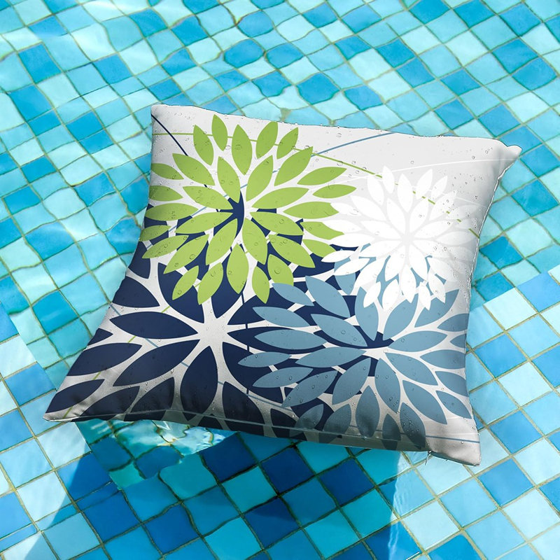 Set Of 2 Throw Pillow Covers Woolen Patchwork Checkered Fa..., White/Green/Blue Floral