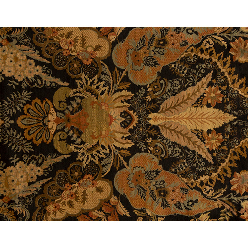 Hand Knotted Wool Oriental Area Rug in Black And Ivory