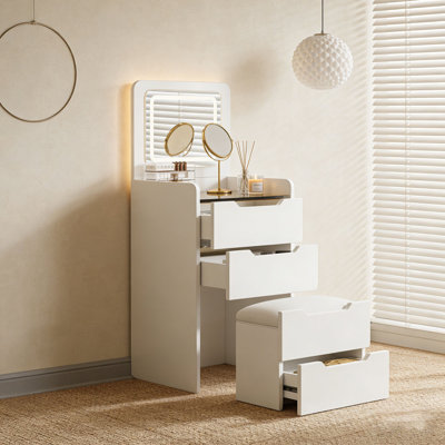 Ensemble de meuble-lavabo 3 en 1 avec miroir et plateau de maquillage