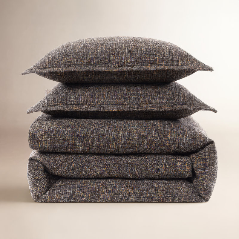 Ensemble de housse de couette Tweed, Housse de couette pour grand lit et 2 taies décor, Brun