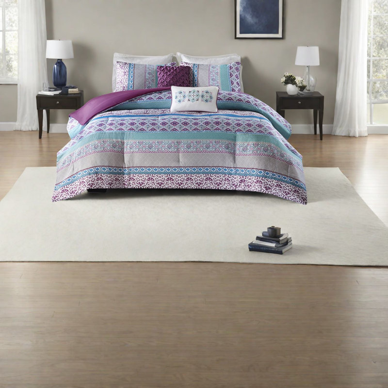 Ensembles de literie hypoallergéniques mauves, conception bohème en polyester pour la maison