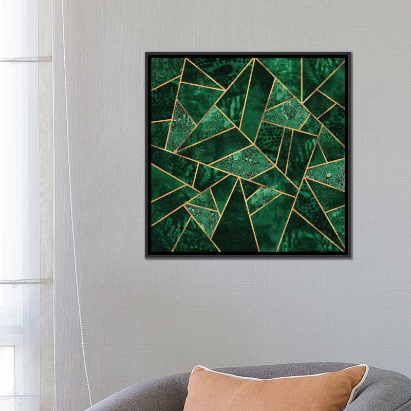 Deep Emerald - Impression sur toile, H 26 po x l 26 po x P 1,5 po, Toile avec cadre noir, Pas de tapis