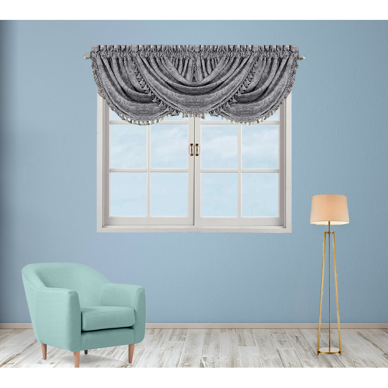Dillonger Solid Colour 52'' W Window Valance, Silver