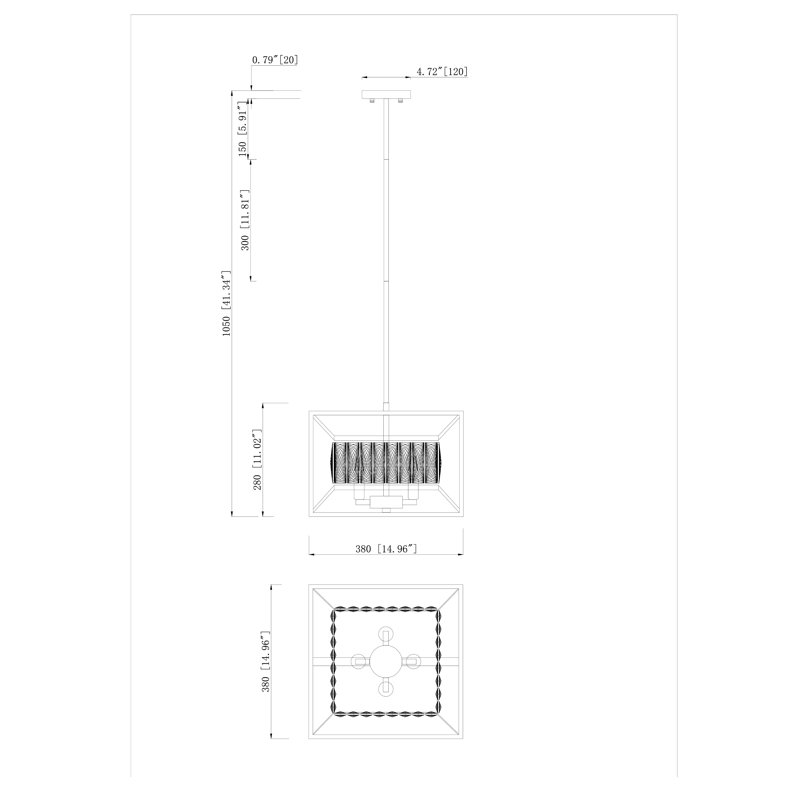 Luminaire suspendu pour îlot de cuisine 4 lumières, Chrome