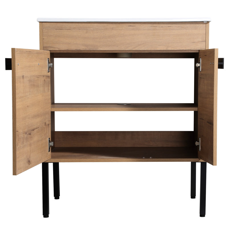 Armoire de salle de bain 30 po avec porte à fermeture douce et meuble-lavabo moderne avec poignée en métal 30 po