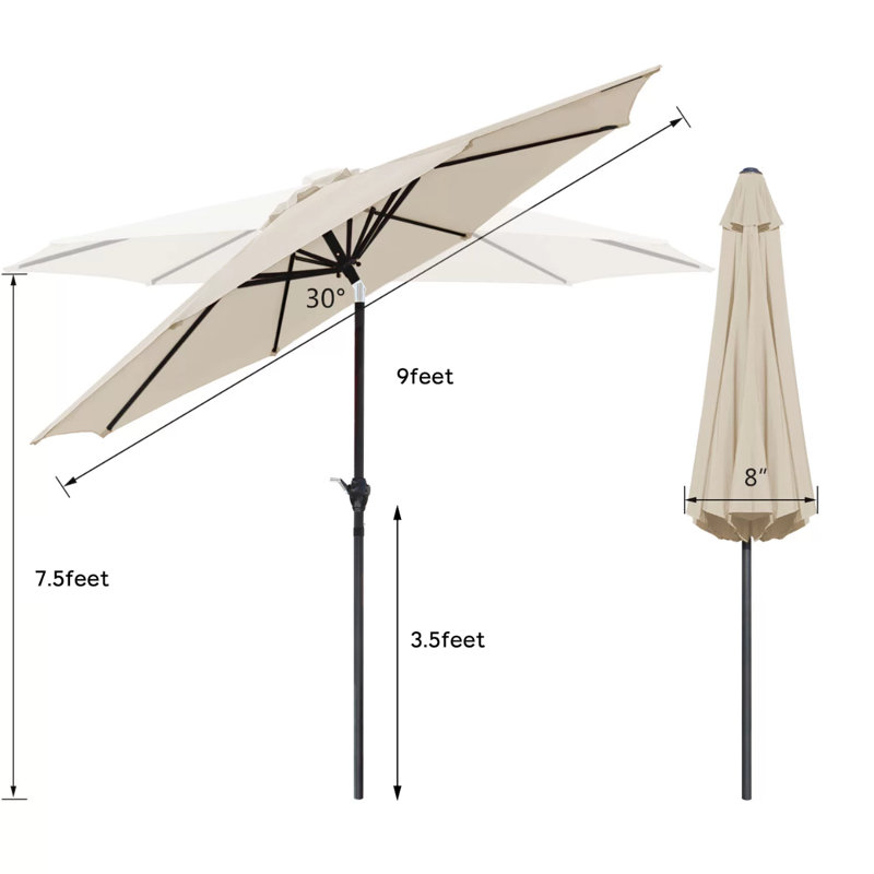 Parasol de marché 7 pi 10 po Darrin, Beige