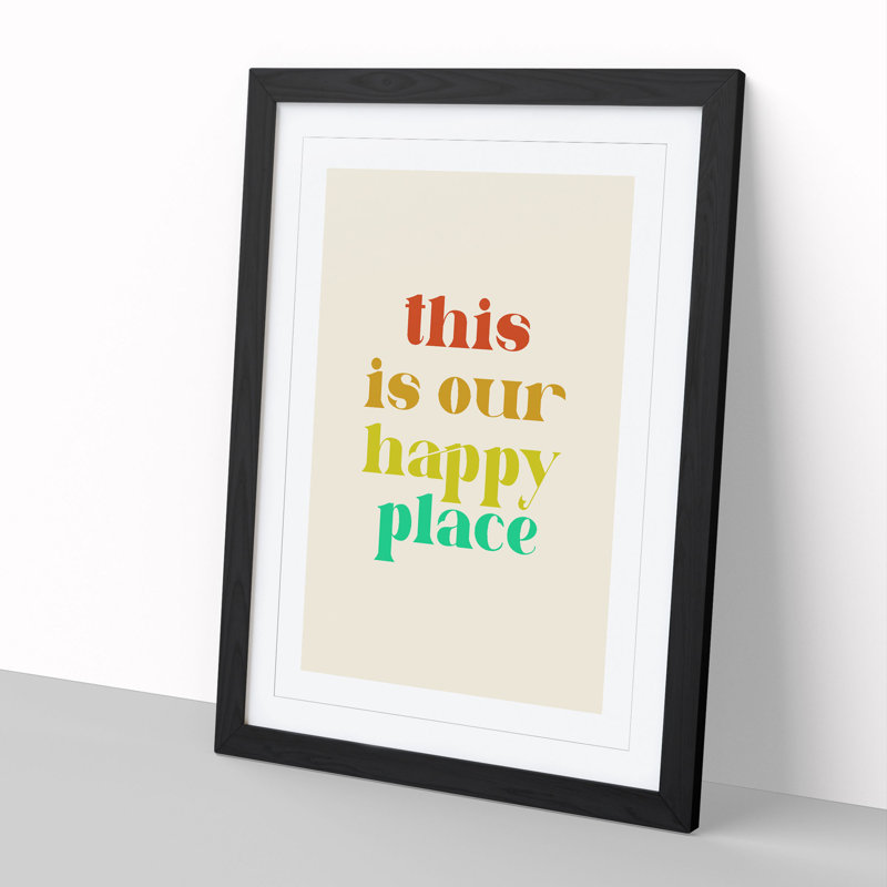 This Is Our Happy Place - Picture Frame Typography, 36cm H x 27cm W x 2cm D, Black