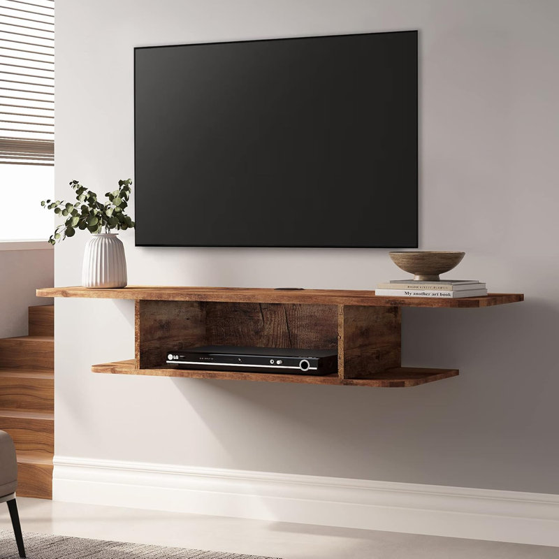Meuble télé flottant pour téléviseur de 55 po ou moins Gaw, Brun rustique