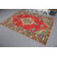 Tapis Oushak vintage rétro dans des tons de rouge vif pour la cuisine et la décoration intérieure