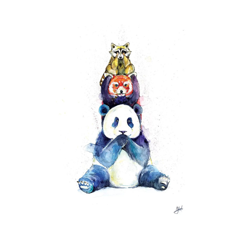 Pandamonium by Marc Allante - Wrapped Canvas Painting, 30.48 cm H x 45.72 cm W