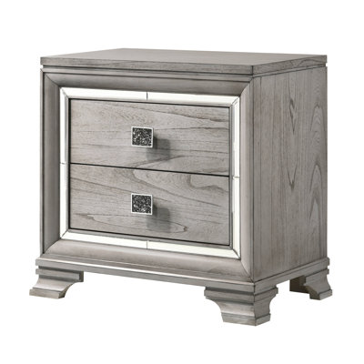 Contemporary Wooden Nightstand With 2 Storage Drawers And Mirrored Accents, A Beautiful And Functional Bedroom Furniture Piece
