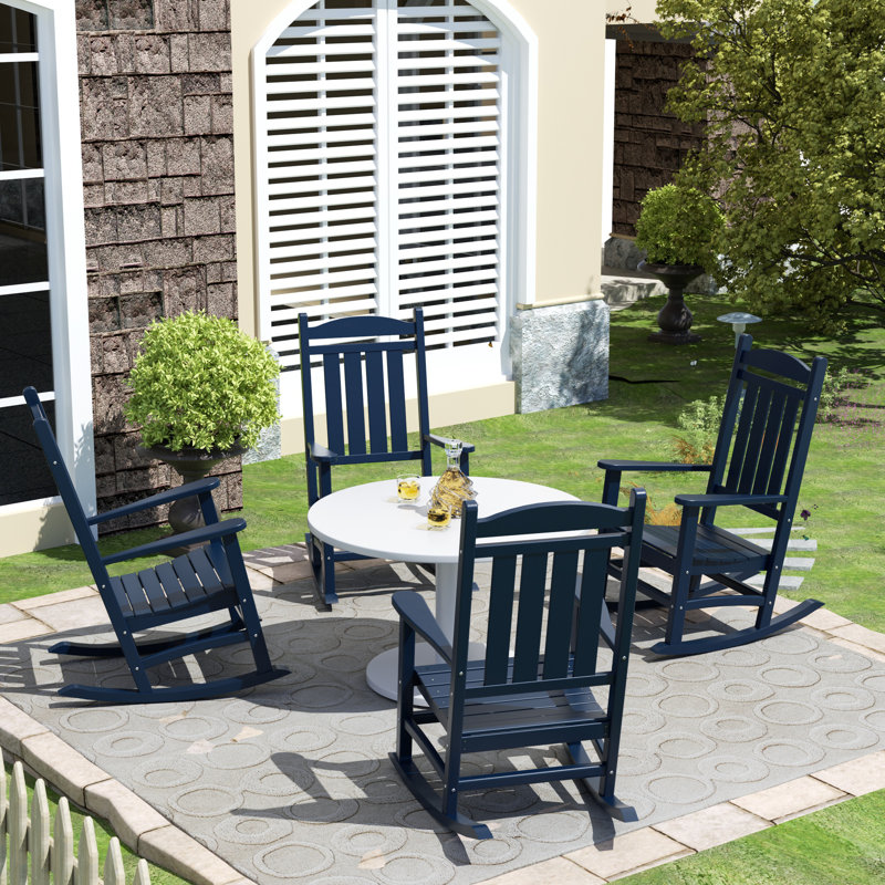 Chaise berçante d'extérieur en plastique Laguna, Bleu marine
