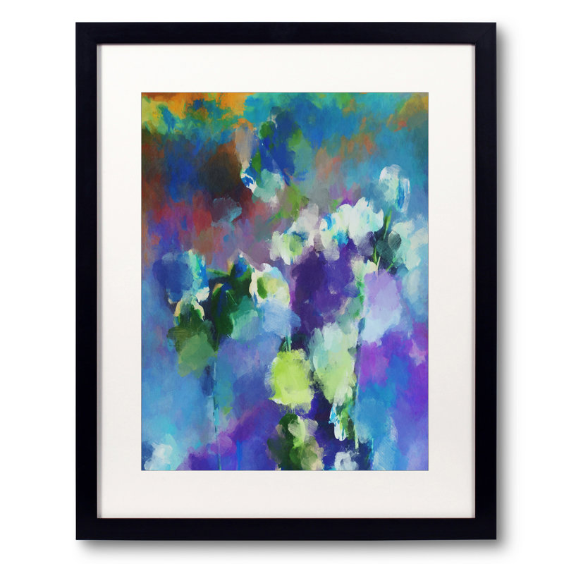 Fleurs automnales par Angel Estevez - Peinture, Papier avec cadre noir, 30" H x 24" W