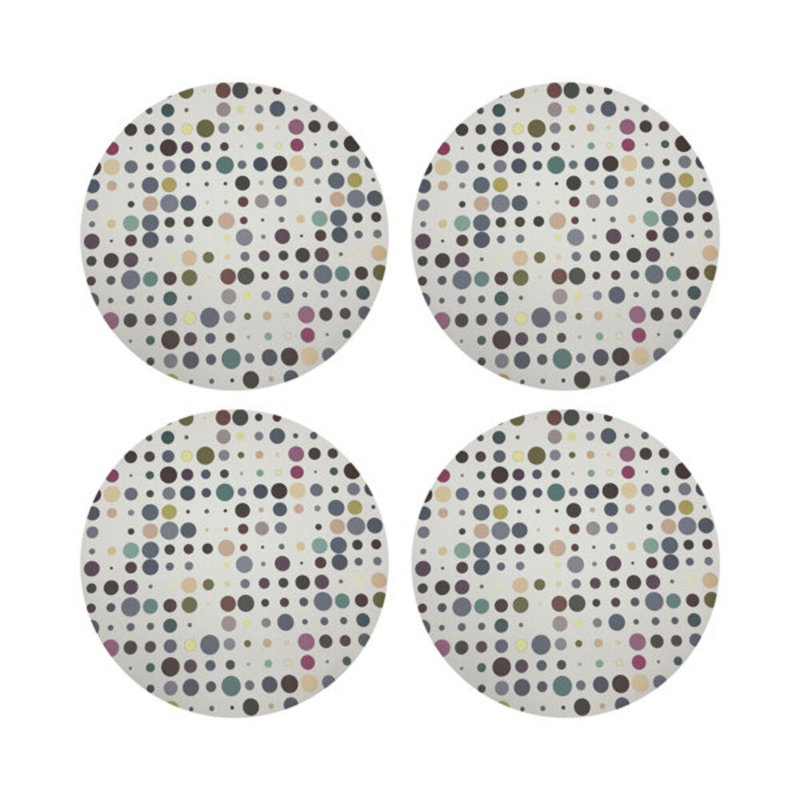 Mod Confetti Granada Pebble 16" Vinyl Placemat, White/Gray