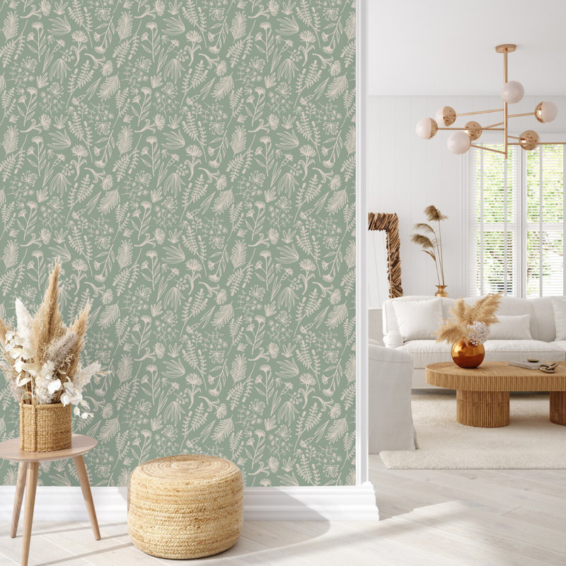 Peel & Stick Floral Tile, 2.08' W x 10.42' L