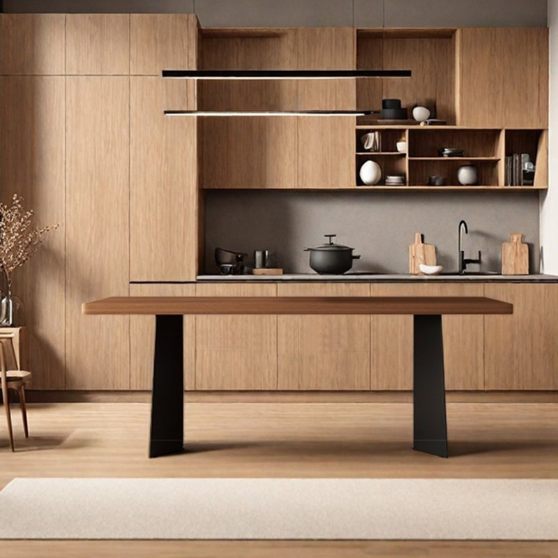 Table de salle à manger en noyer, H 29,53 po x L 78,74 po x l 35,43 po